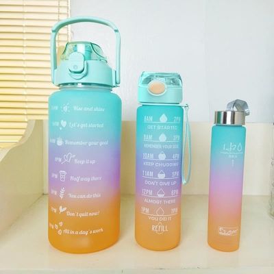 comprar Diseño humanizado 550/750/1000ML Botella de agua de plástico portátil de 1 litro de color gradiente de gimnasio personalizado Botellas de agua sin bisfenol y toxinas OEM ODM online manufacture