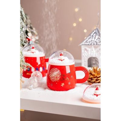 comprar 500ml 16oz de BPA libre de tapa vacaciones globo de nieve taza de café tazas de cerámica personalizadas con Santa y diseño de árbol de Navidad Confortable mango caja de microondas online manufacture