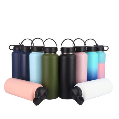 comprar OEM Botella de agua de acero inoxidable de doble pared deportiva con paja 350/550/750/960/1200/1800ML Botella de agua aislada ligera para senderismo Manténgase hidratado todo el día online manufacture