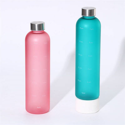 comprar Estilizado Gradiente Deporte De Gran Capacidad Para Fuego Botella de agua de plástico congelada de 1 litro 1000 ml Botella de bebida libre de BPA caja fuerte con tapa de cobre online manufacture