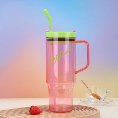 comprar Logotipo personalizado Botella de agua de plástico de 40 oz con mango de paja 1200ml Botellas de agua de plástico de gran capacidad reutilizables con doble pared sellada online manufacture