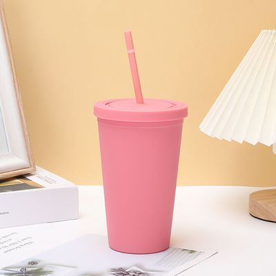 comprar Moda Color de caramelo 450ml Botella de agua aislada de doble pared Botella de agua de plástico con paja para leche Ligero Color y logotipo personalizados online manufacture