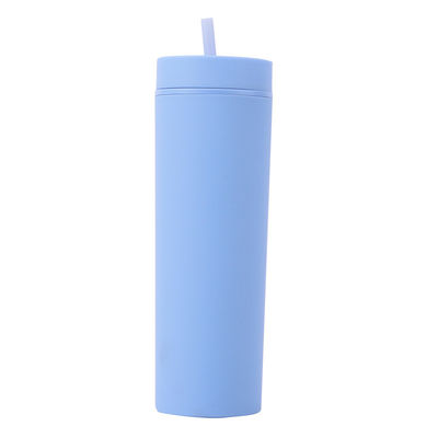 comprar Botella de agua de plástico aislada de plástico delgada de goma 16 oz botella de agua de plástico recta taza de sorbete con tapas a prueba de salpicaduras fácil de limpiar online manufacture