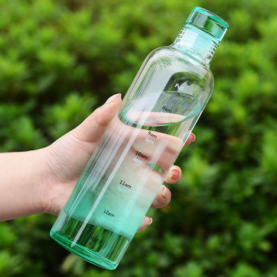 comprar Conveniente Gran capacidad Sostenible sencillo recordatorio de tiempo Botella de agua de alta transparencia Botellas de vidrio transparente espeso 500ml/750ml online manufacture