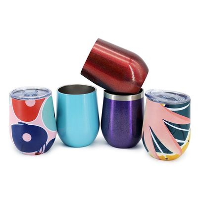 comprar Tumbler aislado al vacío en forma de huevo de 12 oz Tumbler de vino de acero inoxidable personalizado con tapa impermeable Mantener la bebida caliente fría 3-6 horas Diseño considerado online manufacture