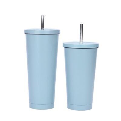 comprar 500 ml portátil 750 ml de acero inoxidable personalizado tumbler con paja doble de pared aislado bebedores tumblers multipropósito fácil de limpiar y mantener online manufacture
