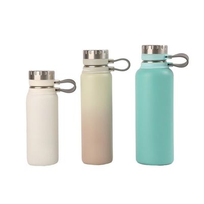 comprar 500/700/1000ml Botella de agua de acero inoxidable de 1 litro de silicona de correa deportiva portátil de doble pared de acero inoxidable Botella de agua aislada al vacío online manufacture