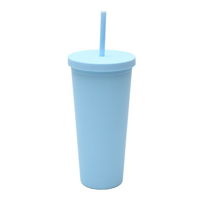 comprar 710ml de doble pared de plástico de tumbler a granel reutilizable delgado 24 oz de acrílico tumbler con tapa y paja para el agua café helado té fin de tacto suave online manufacture