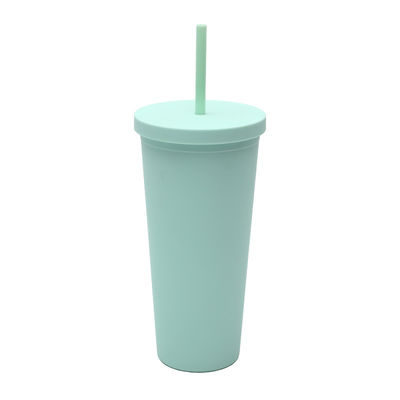comprar Boca ancha de pared única 24 onzas de plástico tumblers claros de plástico personalizado tumbler tazas a granel con paja y tapa tamaño estándar recipiente amigable online manufacture