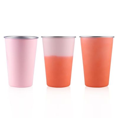 comprar Prueba de fugas Taza de acero inoxidable de pared única con cambio de color aislada Tumbler de café helado con paja fácil de almacenar para la cena familiar o actividades al aire libre online manufacture