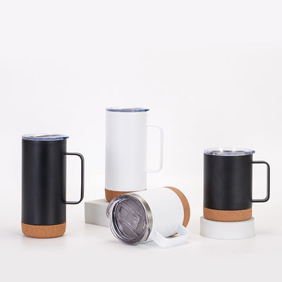 comprar Prueba de fugas 480ML recta personalizada vacío aislado tumbler lavavajillas seguro de acero inoxidable taza de café con mango de corcho fondo de viaje taza de tamaño universal online manufacture