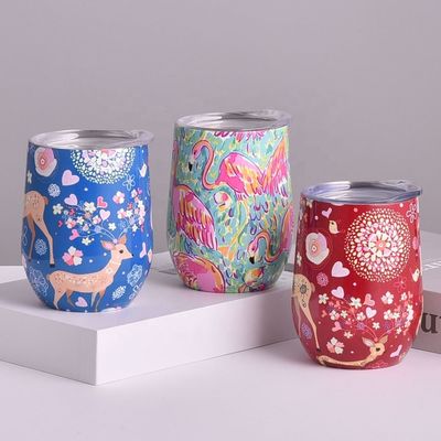 comprar Tumbler de acero inoxidable revestido en polvo irrompible aislado 12 oz Tumblers en forma de huevo con tapa deslizante doble vacío aislamiento de pared a prueba de fugas online manufacture