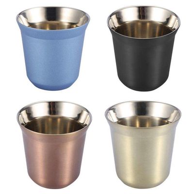 comprar Impresión personalizada 80ml 160ml Taza de café de pared doble de acero inoxidable Viajes Tazas de café de acero inoxidable Tamaño pequeño Fácil de sostener y limpiar online manufacture