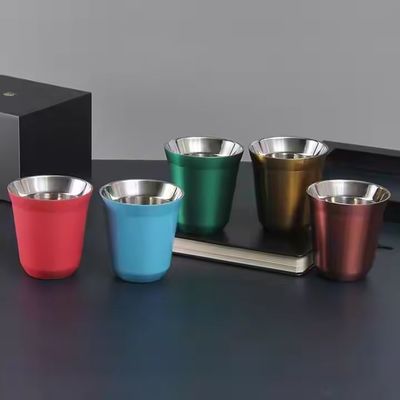 comprar Multicolor 80ml 160ml Tazas de café de acero inoxidable personalizadas Tazas de café de acero inoxidable italianas pequeñas Tazas de café de acero inoxidable de pared doble Mantenimiento de temperatura perfecto online manufacture