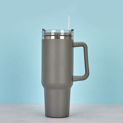 comprar 40 Oz Tumbler con mango y paja Negro A prueba de sudor de acero inoxidable aislado Tumblers de pared doble con tapas y pajitas libre de BPA online manufacture