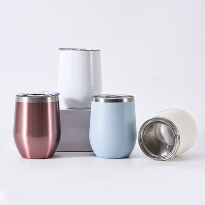 comprar Bolsa 12 paquetes 12 oz de acero inoxidable Vinos sin tallo con tapas y pajitas Taza de café aislada al vacío para bebidas calientes frías online manufacture