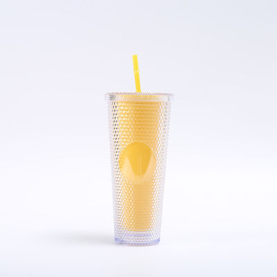 comprar Tumbler con tapa y paja reutilizable de plástico copa acrílica de doble pared iridescente de viaje tumbler para el café helado agua fría batido boca ancha prueba de derrames online manufacture