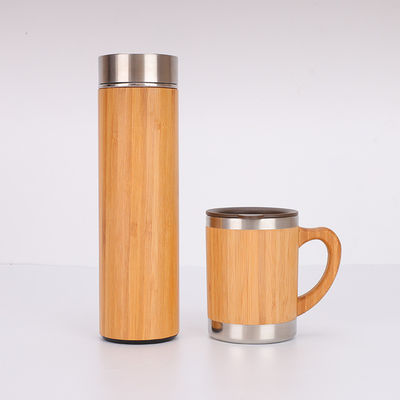 comprar 500ml Logotipo personalizado Botella de bebida de fibra de bambú de madera con filtro de taza de vacío Botellas de agua con tapa de bambú Infusor de té online manufacture