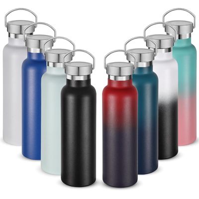 comprar Botellas de agua deportivas de acero inoxidable a granel botella aislada de doble pared de 17 oz botella con mango y tapa a prueba de fugas de madera botella de agua de metal al aire libre para ciclistas corredores online manufacture