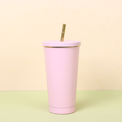 comprar 24 onzas gran reutilizable ecológico tumbler con punta ancha suave paja de metal, tapa a prueba de fugas - perfecto para Boba, batidos, café helado, bebidas calientes o frías online manufacture