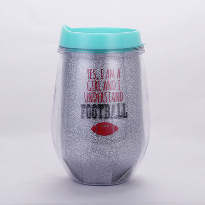 comprar 300 ml Taza de plástico de doble capa en forma de huevo con paja en forma de U Viene con paja para brillo de PET online manufacture