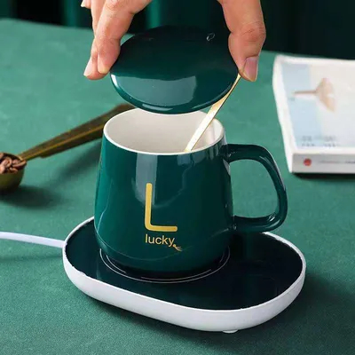 comprar Personalización Elegante 420ml Copas de cerámica de café cerámica con tapa y mango y base calefaccionada 420ml Dispositivos de colores personalizables con USB online manufacture