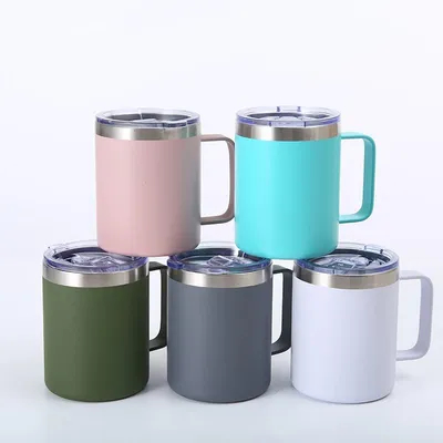 comprar Diseño elegante Logotipo personalizado 304 de acero inoxidable Tazas de bebida metálicas aisladas para viajes Taza de cerveza aislada con tapa 360ml Confort Grip Easy Clean Fabricación en línea
