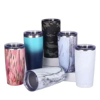 comprar Exquisito diseño de acero inoxidable 20 oz Tumbler a granel con tapa y paja colorido en polvo Revestido de vino Tumbler de doble pared vacío aislado fácil de limpiar Fabricación en línea