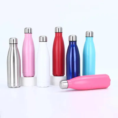 comprar Botellas de agua de acero inoxidable de 17 oz Botellas de agua aisladas al vacío Botellas de agua de doble pared en polvo recubiertas de metal reutilizable Botellas de agua deportivas para mantener las bebidas calientes y frías Cielo azul claro online manufacture