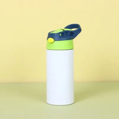 comprar 12 oz Sublimación en blanco Sippy Cup Sublimación Tumblers para niños Acero inoxidable aislado Botella de agua para niños con tapa y mango de paja a prueba de fugas Fabricación en línea