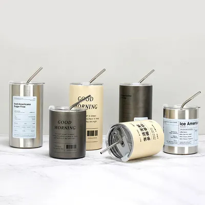 comprar Venta caliente Camping Oem Estética Viajes Taza de café de acero inoxidable Taza de termo con paja Fabricación en línea