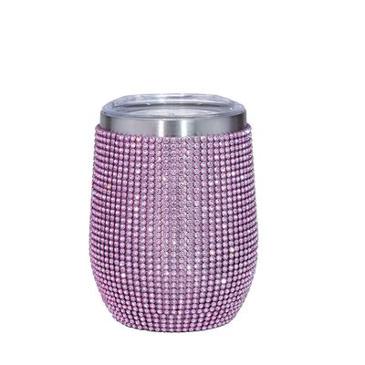 comprar Exquisito 360ml de piedra de rincón Bling Tumbler forma de huevo 12 oz Tumbler aislado con tapa vacío sellado aislamiento personalizado color 9.7 * 23.2cm Fabricación en línea