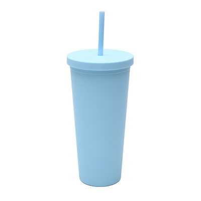 comprar 710ml de doble pared de plástico de tumbler a granel reutilizable delgado 24 oz de acrílico tumbler con tapa y paja para el agua café helado té fin de tacto suave online manufacture
