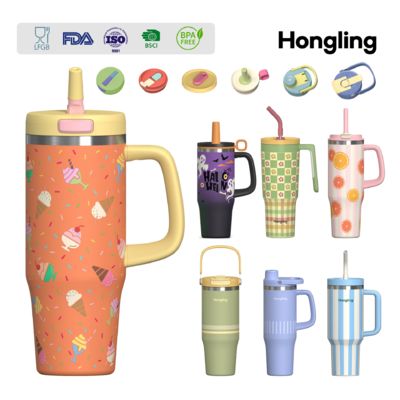 comprar Vaso de coche personalizado Amazon Cross-border de 30oz/40oz/50oz, vaso de hielo, con pajita, asa y gran capacidad Fabricación en línea