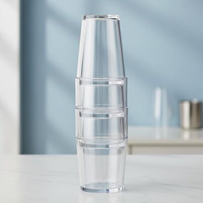 comprar Vaso de plástico transparente apilable cilíndrico duradero reutilizable ideal para eventos comerciales de hostelería y catering Fabricación en línea