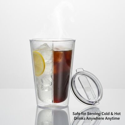 comprar Vaso de plástico de doble pared con capacidad de 15 oz, material libre de BPA, seguro para servir bebidas frías y calientes en cualquier lugar y en cualquier momento Fabricación en línea