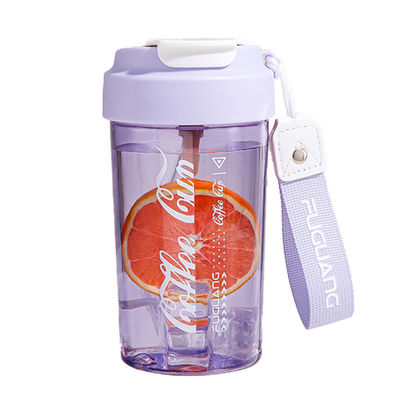 Botella de agua libre de Tritán Bpa a prueba de fugas de 550 ml, segura, de alta apariencia creativa, de verano, de pared única, botella de taza de café de uso multifuncional con logotipo personalizado