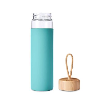 El diseño elegante de la escuela Premium Funky prueba de fugas de vidrio Botella de agua de vidrio Motivación de la botella de agua con manga de transporte fácil de usar y llevar