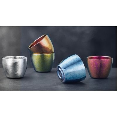 Lavadora de platos Conjunto seguro de taza de té de titanio con acabado martillado Taza de café de titanio de 56 ml Compacta Elegancia Taza de té de metal fácil de limpiar Material 100% reciclable