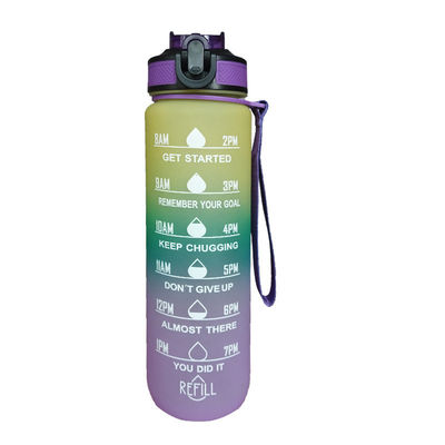 Violeta azul botella de agua de 25 oz con paja botella de agua motivacional personalizada con marcador de tiempo fitness rastreador de pérdida de peso de diseño ligero y duradero