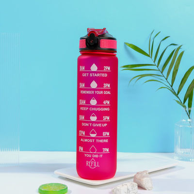Botella de agua potable personalizada sin BPA con marcas por hora y paja para asegurarse de beber suficiente agua durante todo el día