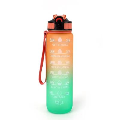 Gran capacidad Elegante Reutilizable Eco Amigable Botella de agua de 1 litro Gimnasio Botella de agua de plástico con prueba de fugas y un clic abrir logotipo personalizado