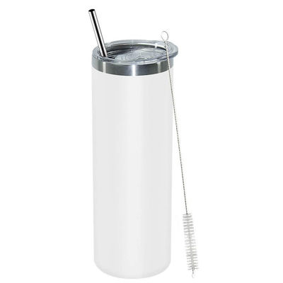 20 oz de acero inoxidable de doble pared vacío aislado tumblers con tapa y paja para bebidas calientes y frías blanco