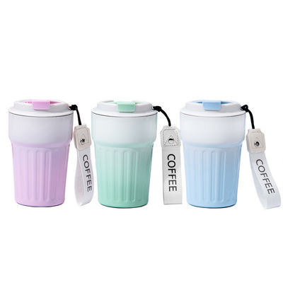 16 Oz Taza de café de viaje a prueba de derrames Taza de café aislada de acero inoxidable con tapa y silicona mar, doble pared de vacío Taza de café de viaje, soporte de taza amigable de termo-lilac reutilizable
