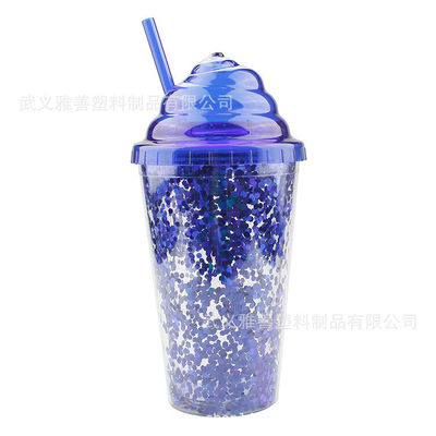 Taza de paja de crema de plástico de doble capa con tema de niña Taza de agua de regalo Logotipo de personalización