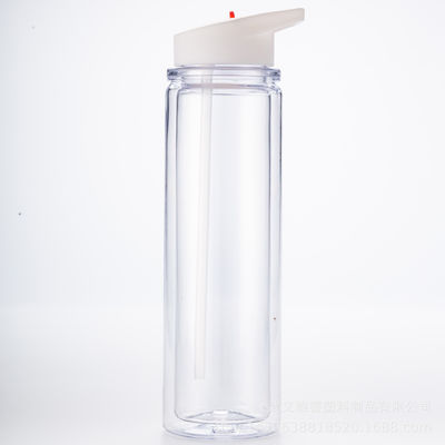 Botella de agua de doble capa con mango en pañuelo, botella de agua deportiva portátil con capa media para insertar Botella de agua RAS Certificada por GRS