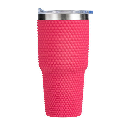 Stylish tumblers de acero inoxidable: Opciones multicolores con manga texturizada con diamantes y tapa de acero inoxidable, perfectas para el hogar y la oficina