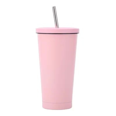 Tumbler aislado con tapa y paja, acero inoxidable vacío aislado tumbler Eeps frío durante 24 horas, 100% a prueba de fugas encaja en el portavasos del coche