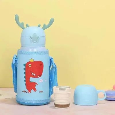 Acero inoxidable 17 Oz Unicorn Cups para Niños Bottle de agua aislada linda con correa de paja Flask a prueba de fugas para niños y niñas