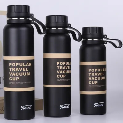 Botella de agua de acero inoxidable de doble pared con vacío personalizado con tapas con diseño de logotipo